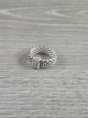 Silpada R2980 Sterling Silver Retired Diamonique CZ Stretch Ring Adjustable